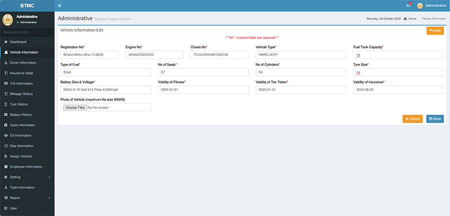 Online Vehicle Management System with Map Tracking 