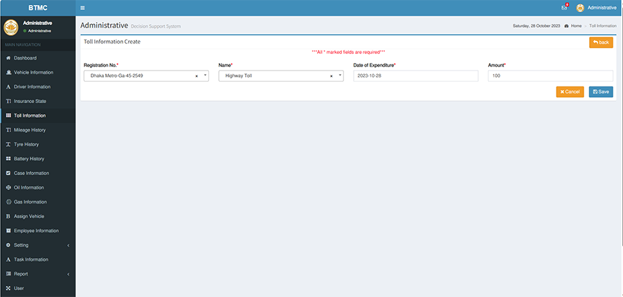 Online Vehicle Management System with Map Tracking 